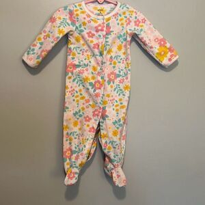 Carter Kid's Multicolor Floral Print Long Sleeve Snap Closure Pajamas